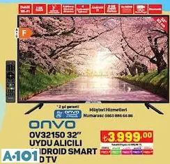 ONVO 32 UYDU ALICILI ANDROİD SMART LED TV/AKILLI TELEVİZYON